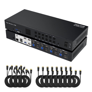 Conmutador KVM USB 3.0 HDMI personalizado 3 monitores 4 computadoras 4K@60Hz