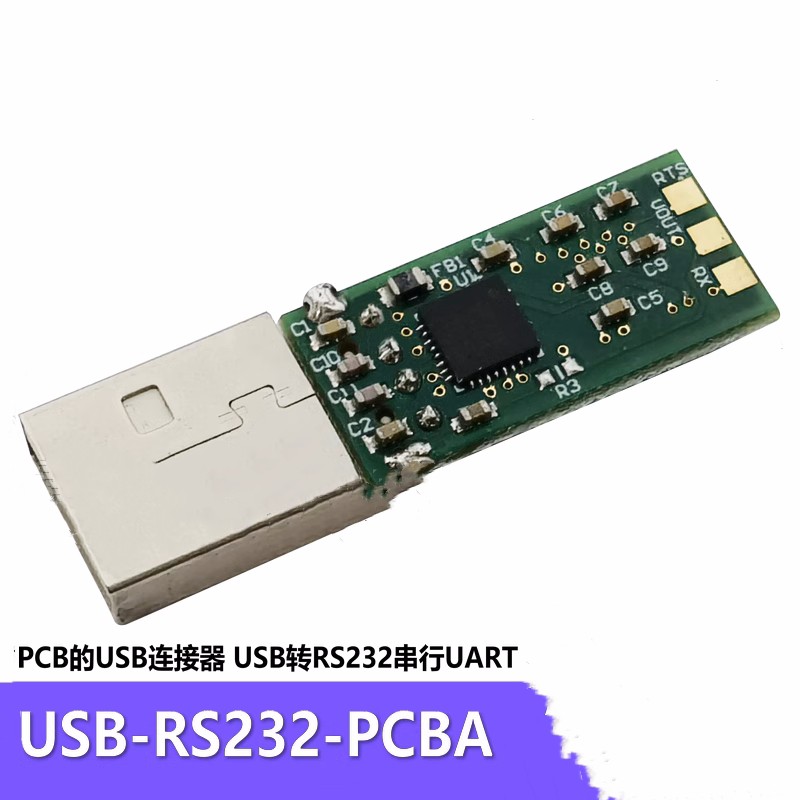 USB-RS232-PCB PCB convertidor serie USB a RS232 UART PCB adaptador serie USB a RS232 con electrónica integrada, conector USB y LED Interfaz serie USB a RS232 PCB para cable