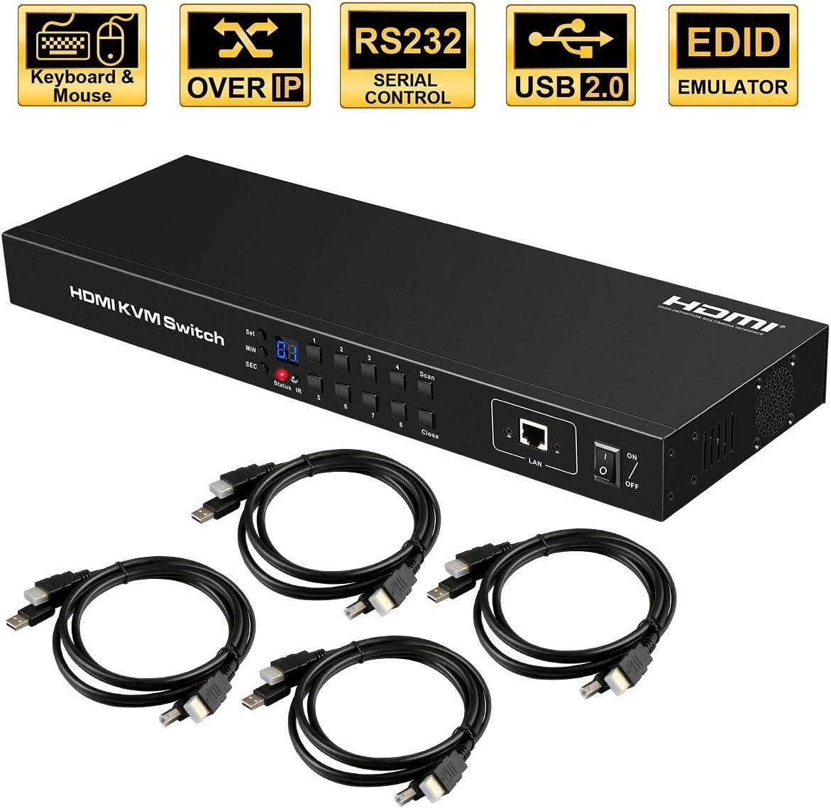 Conmutador KVM HDMI 8X1 personalizado de 8 puertos